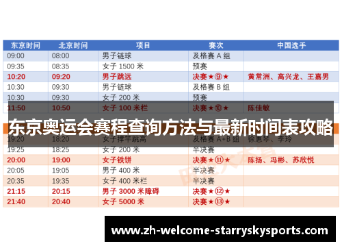 东京奥运会赛程查询方法与最新时间表攻略
